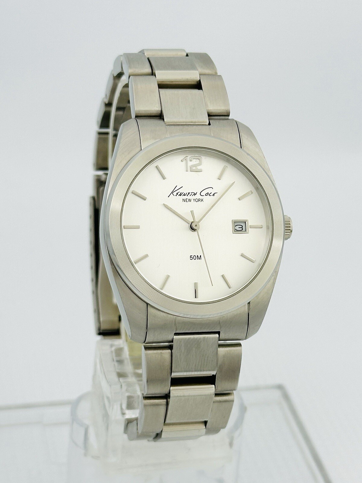 Kenneth Cole New York KC7010M Mens Silver White Stainless Steel Bracelet Watch
