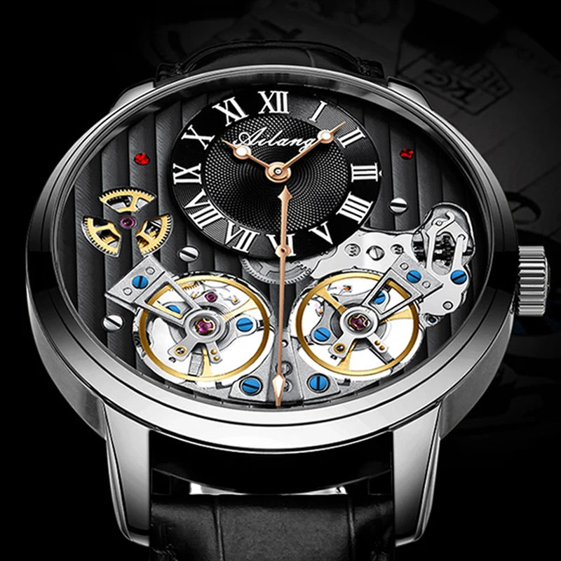 AILANG Men’s Automatic Watch Double Tourbillon Mechanical Luminous Waterproof