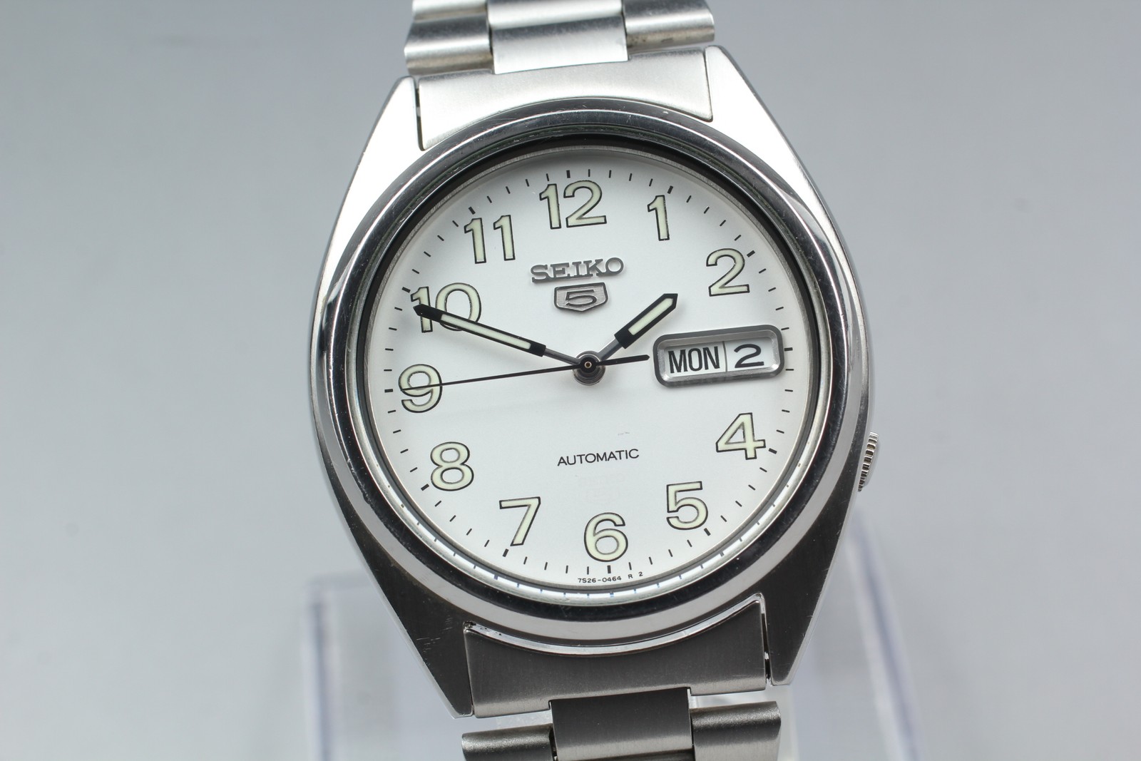 Vintage [N MINT] Seiko 5 7S26-3180 Silver Day Date 37mm Auto Wind Men’s Watch