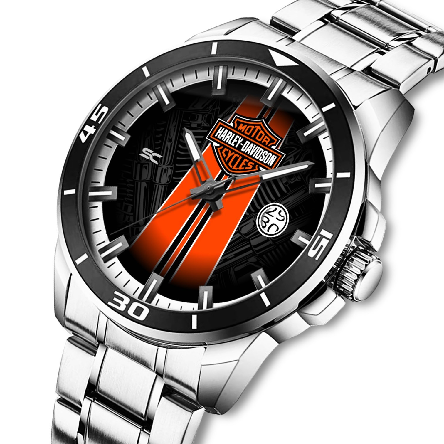 Stainless Steel Wrist Watch For Harley-Davidson Heritage Stripe Moto Lovers