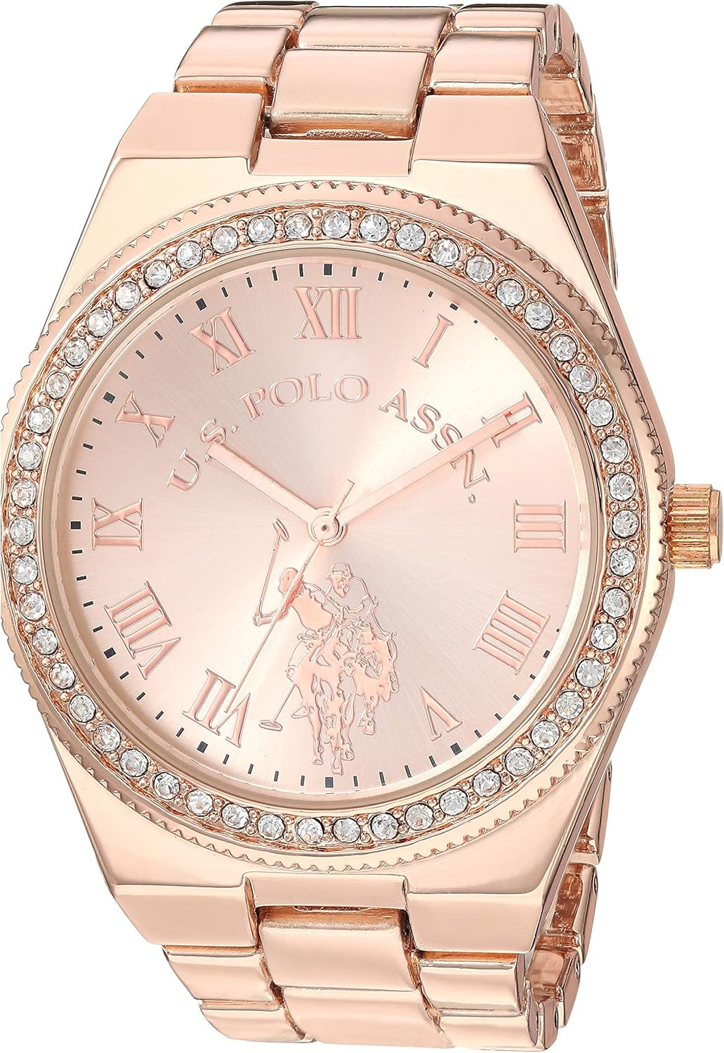 Reloj analógico de cuarzo en oro rosa con pantalla analógica