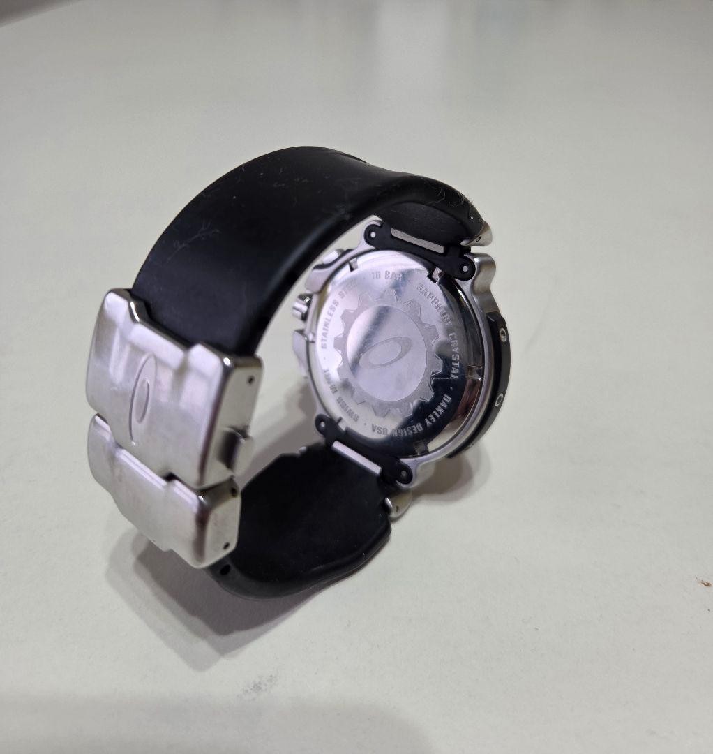 Oakley Chronograph Watch Wristwatch Swiss Made Stainless Steel w/ Box r#