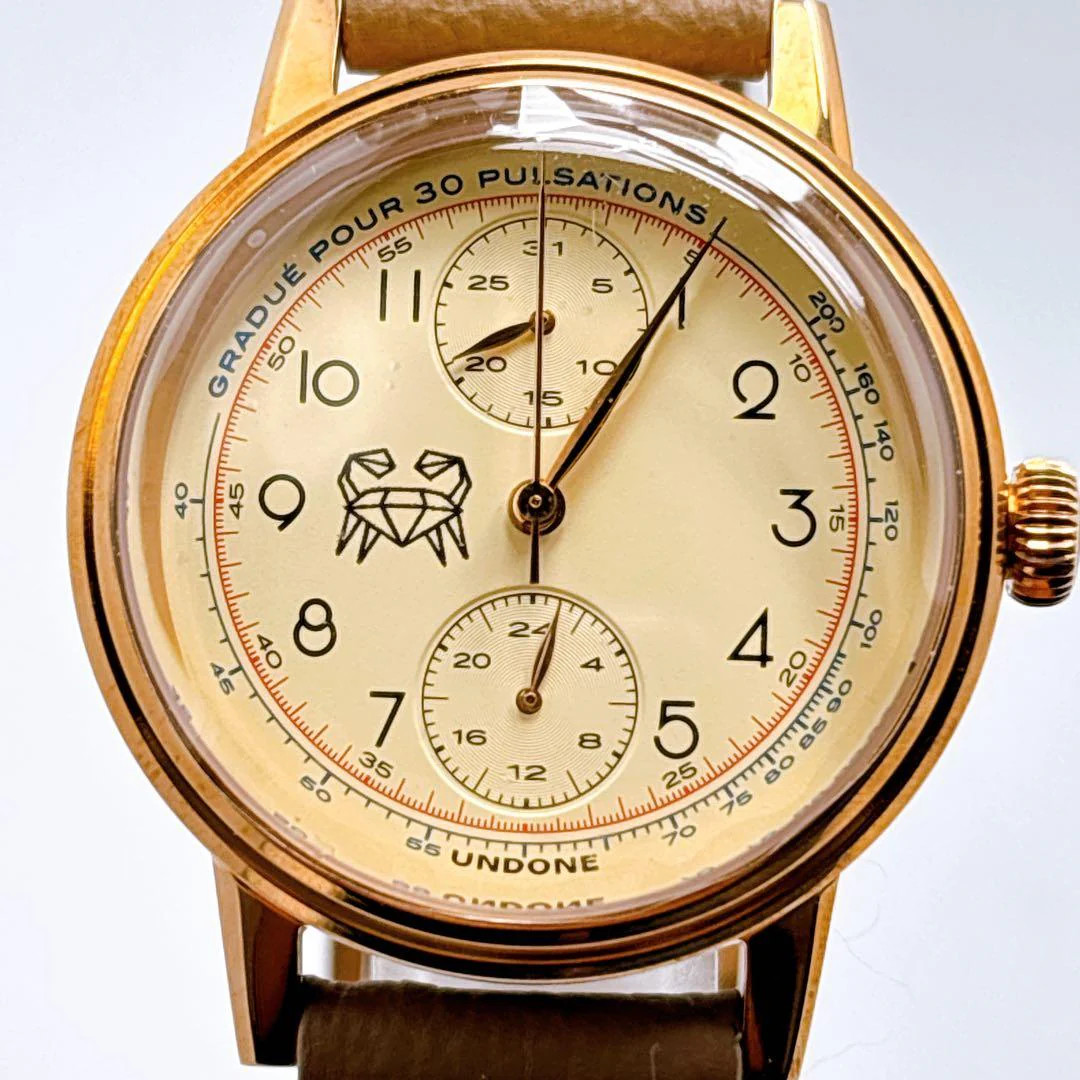 UNDONE 316L Quartz Stainless Steel 33mm Ivory Dial Beige Strap
