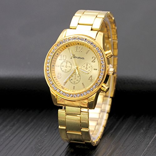 Luxury Mens Dress Watch, Stainless Steel Bling Rhinestones Accented Quartz Wr…