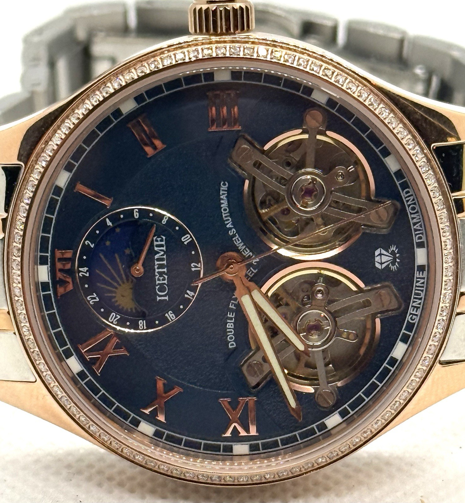 ICETIME IceTime 42mm Beatline Men’s Rose Gold Steel .50ct Blue Dial Automatic
