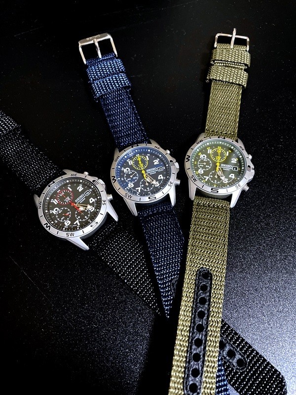 SEIKO CHRONOGRAPH Chronograph Japanese Movement SND399P1 Black Textile Band Men