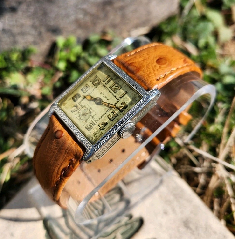 Vtg Bulova 1925 Senator *SERVICED* Mens 27mm Tank Watch 10W Mechanical 14KGF 15J