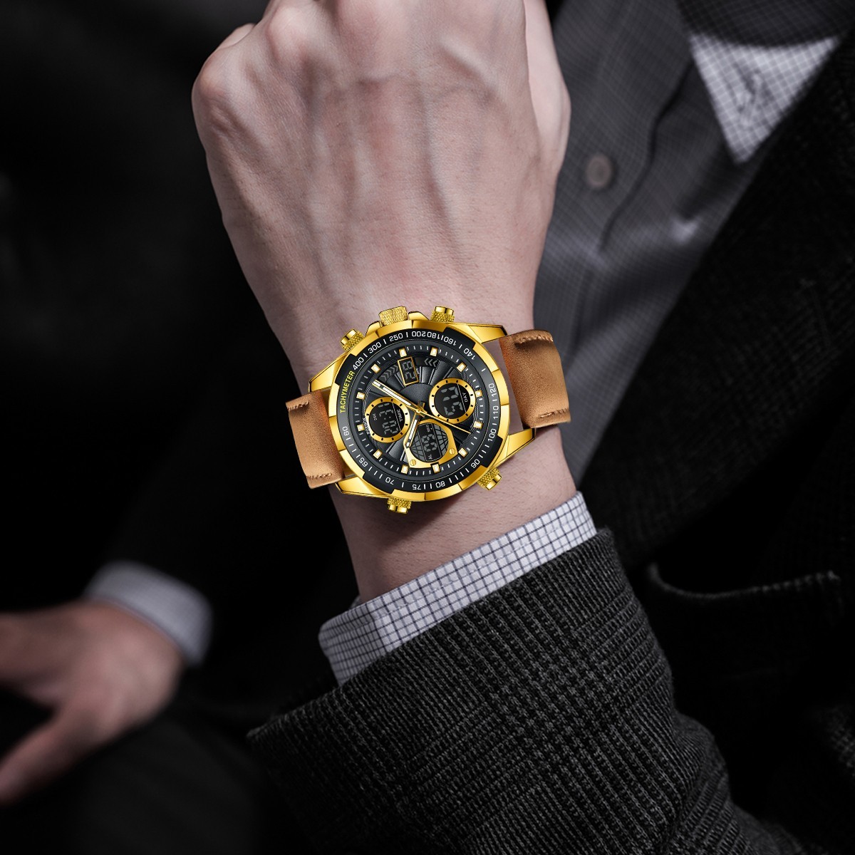 Luxury Men Watch Quartz Digital Analog Luminous Waterproof Business Wristwatch