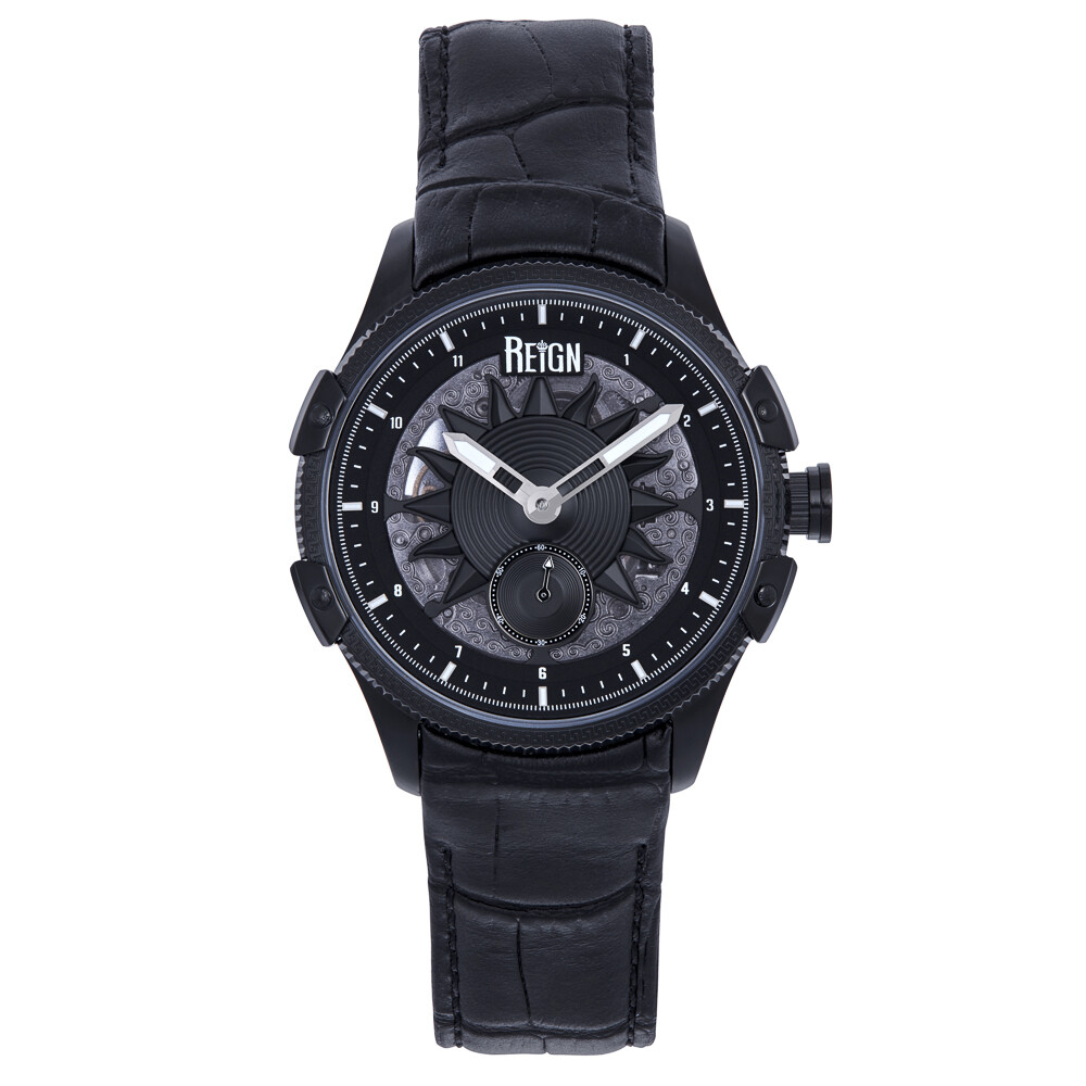 Reign Solstice Automatic Semi-Skeleton Watch – Black