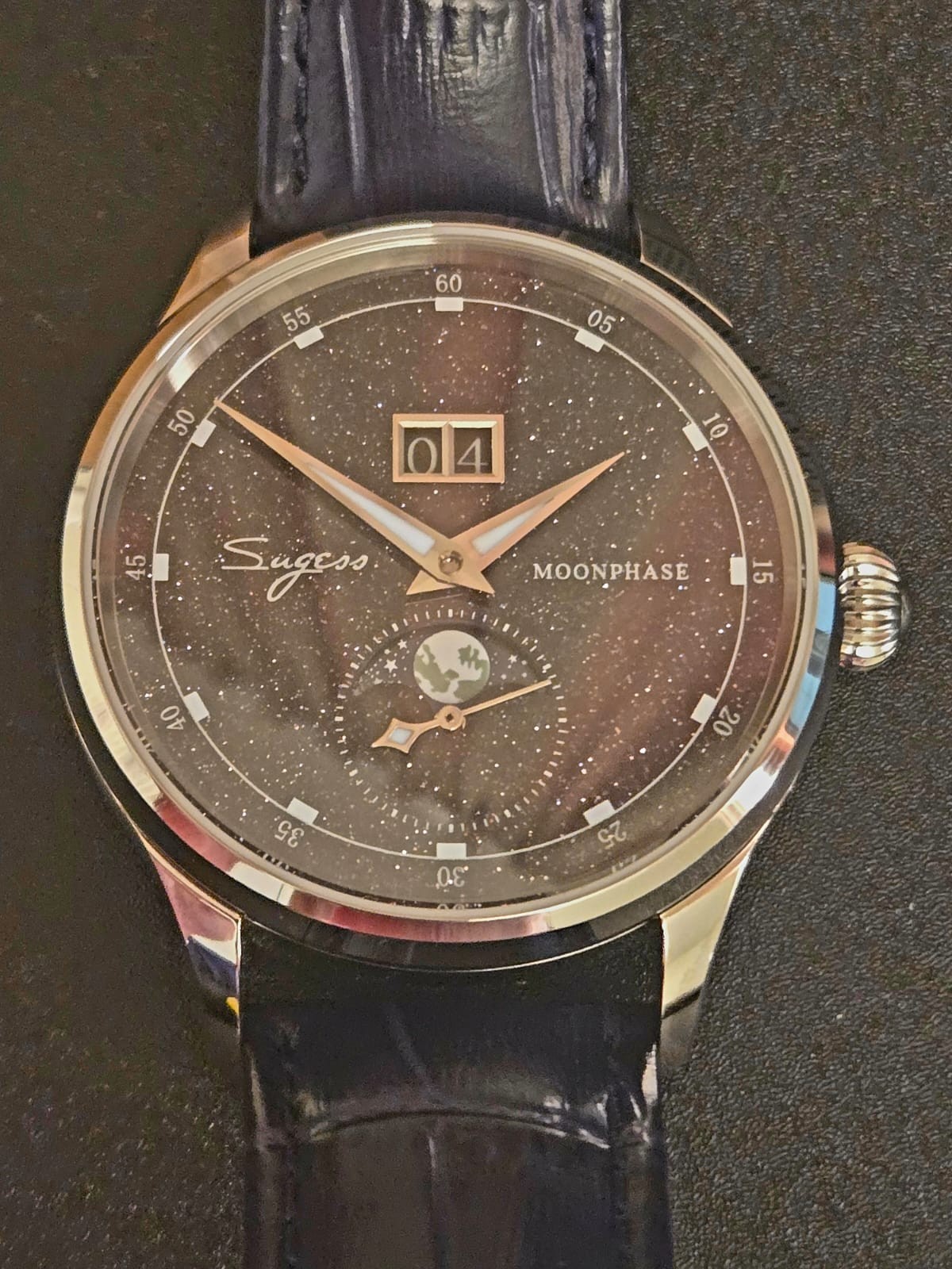 Sugess Mens’s Automatic Watch S401 Adventurine Starry Dial True Moonphase
