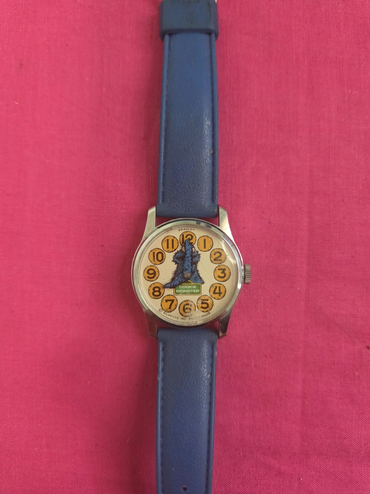 Vintage 1970’s Bradley Cookie Monster Watch Sesame Street Wind Up Watch Swiss