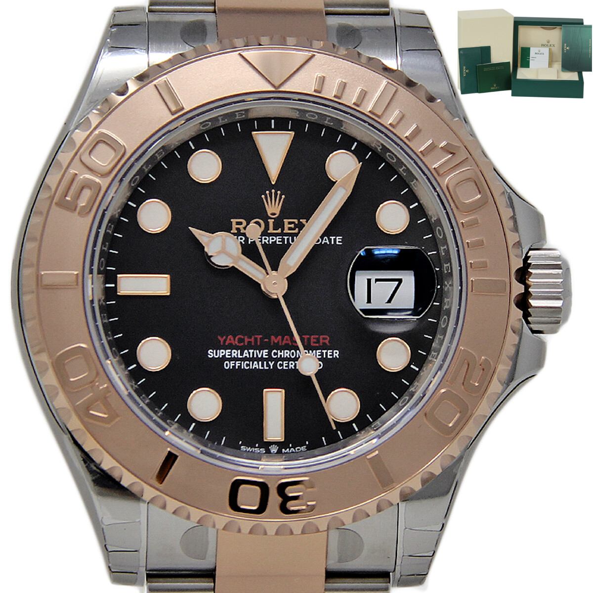 Rolex New Yacht-Master 126621 Steel Gold Black Dial Box/Paper/5YrWarranty #RL583