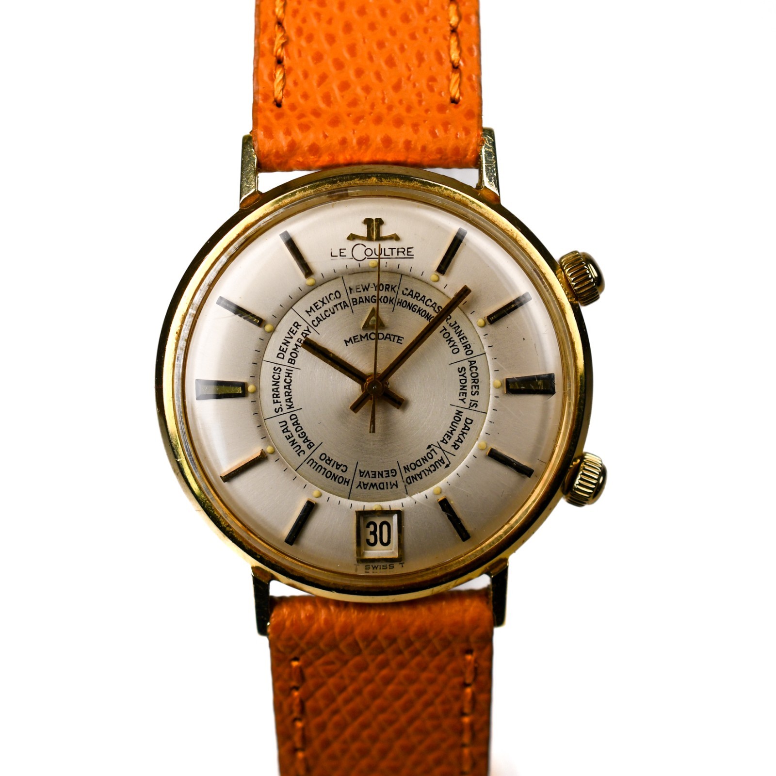 LeCoultre Memodate World Time 14k Caliber 911 Manual Winding Rare Dial 1960’s
