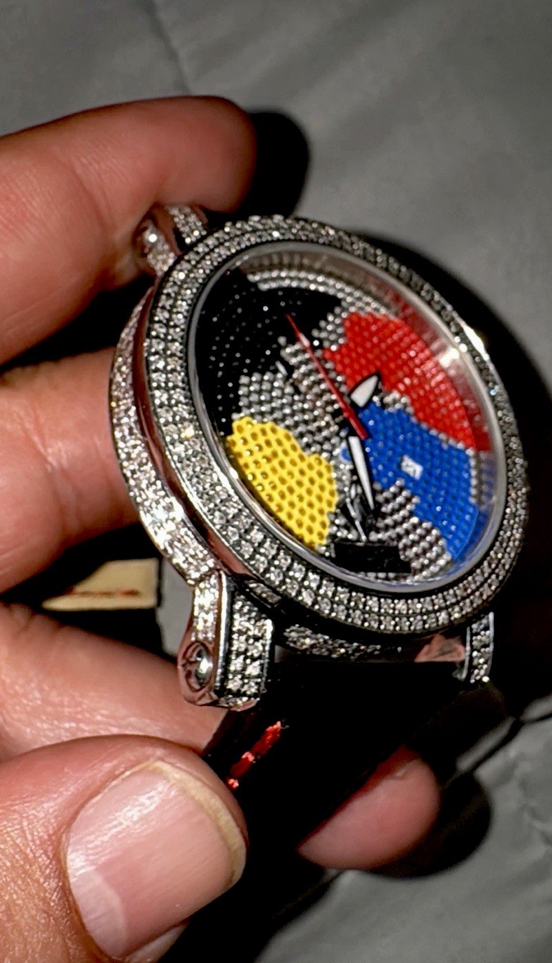 Men’s Aquamaster World Map Custom Diamond Watch Joe Rodeo Jojo Don Benny Jacob