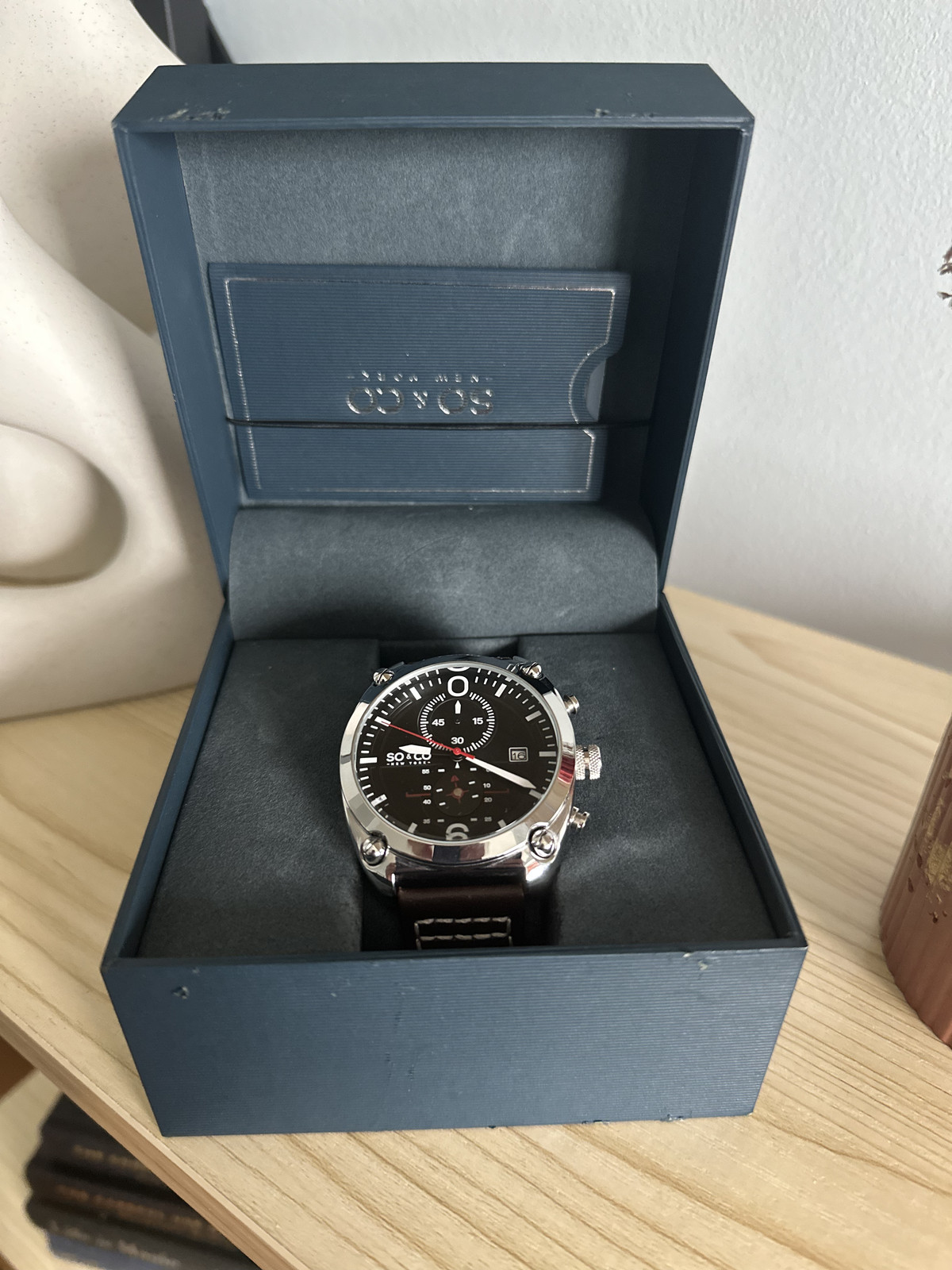 SO & CO Tribeca 5285 Stainless Steel Case Black Dial 44 mm Chronograph