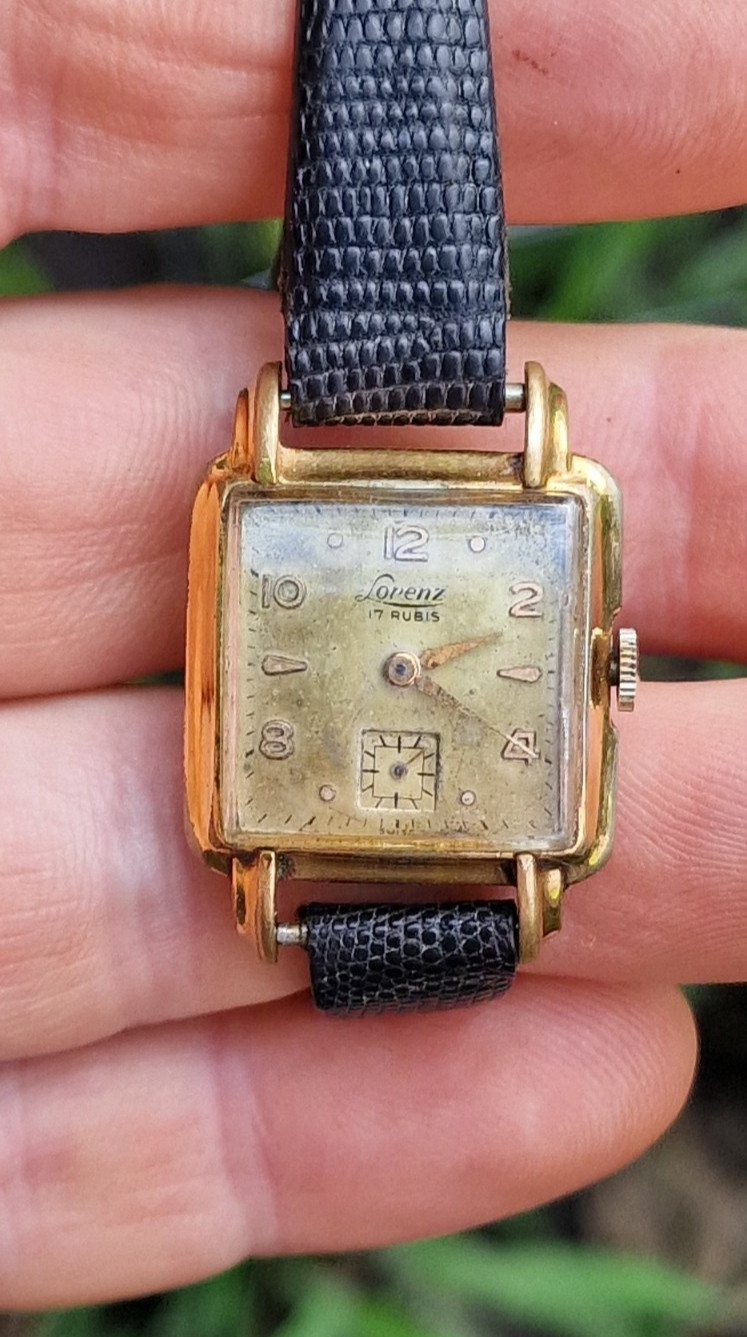 Vintage Lorenz 17 Rubis Swiss Mechanical Art Deco Gold Plated Wristwatch