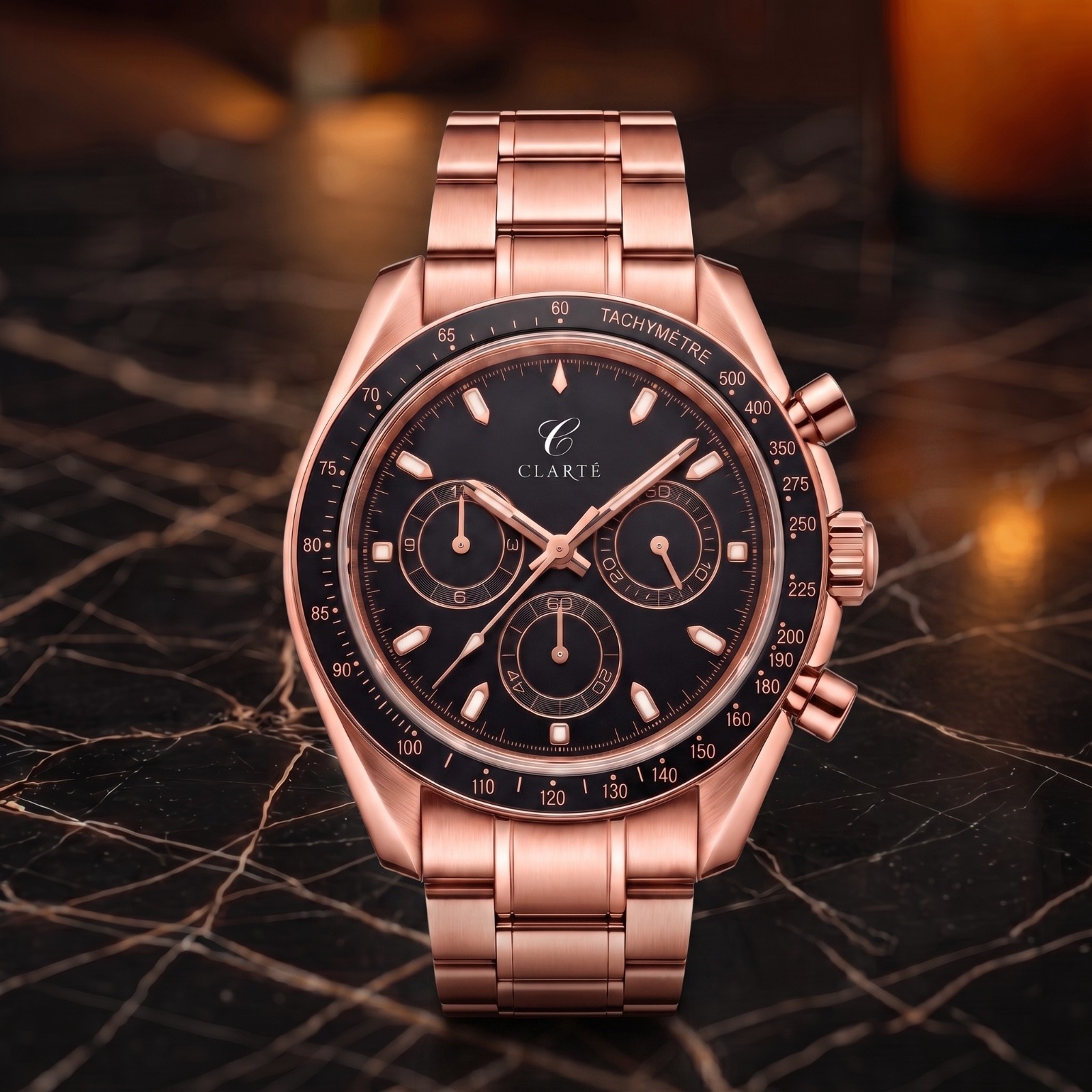 Clarté Rose Gold Automatic Chrono-Style Watch Sapphire crystal steel 40mm
