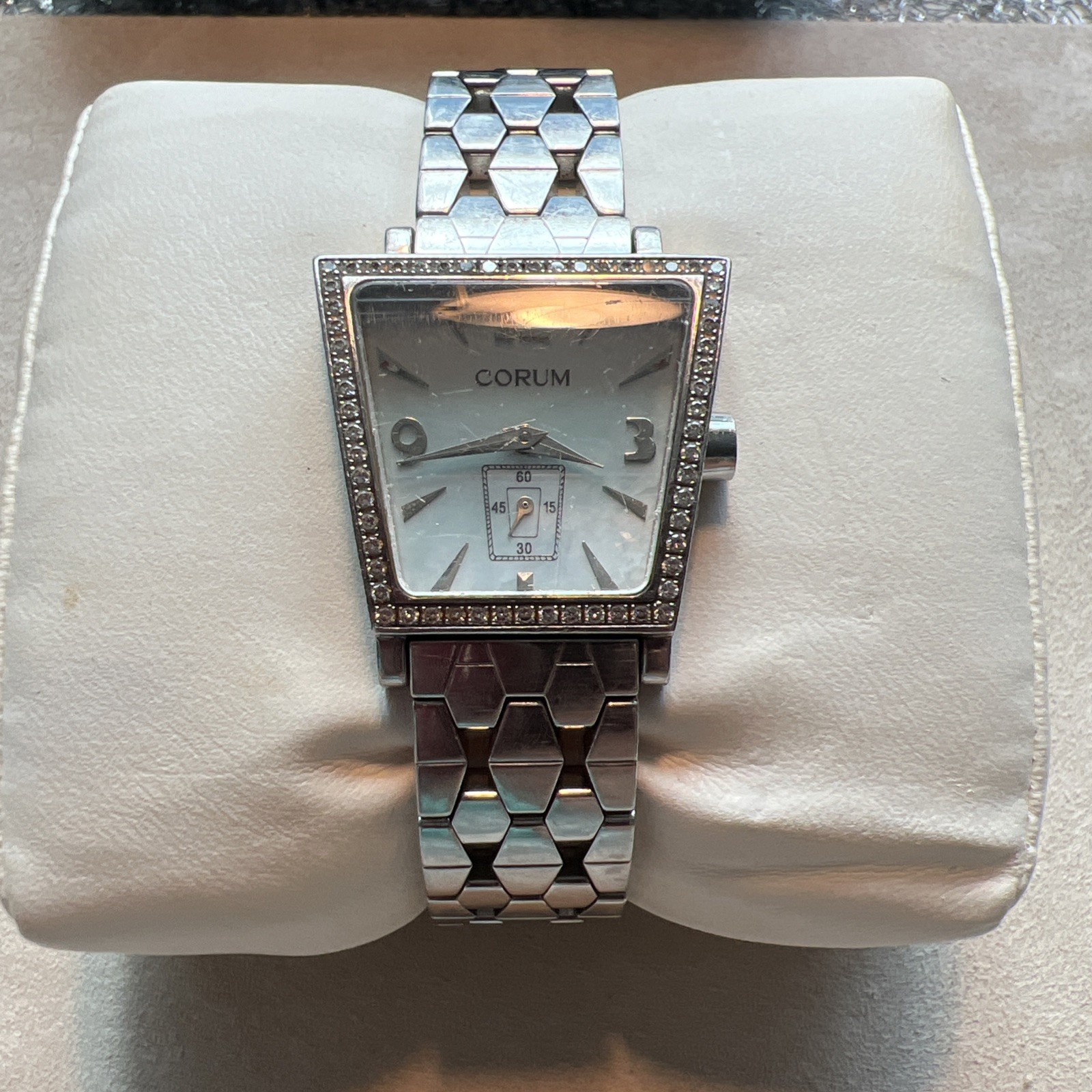 Authentic Corum Trapeze Diamond Bezel Watch (Ref: 105.404.47) With Warranty Card