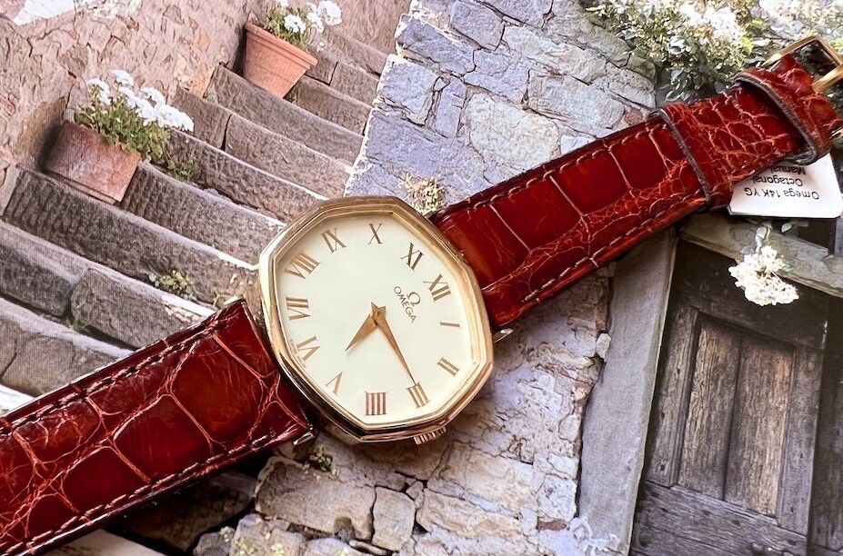 Rare Find Omega  14K Solid Gold Watch – Octagonal Shape – Manual Wind – Unisex