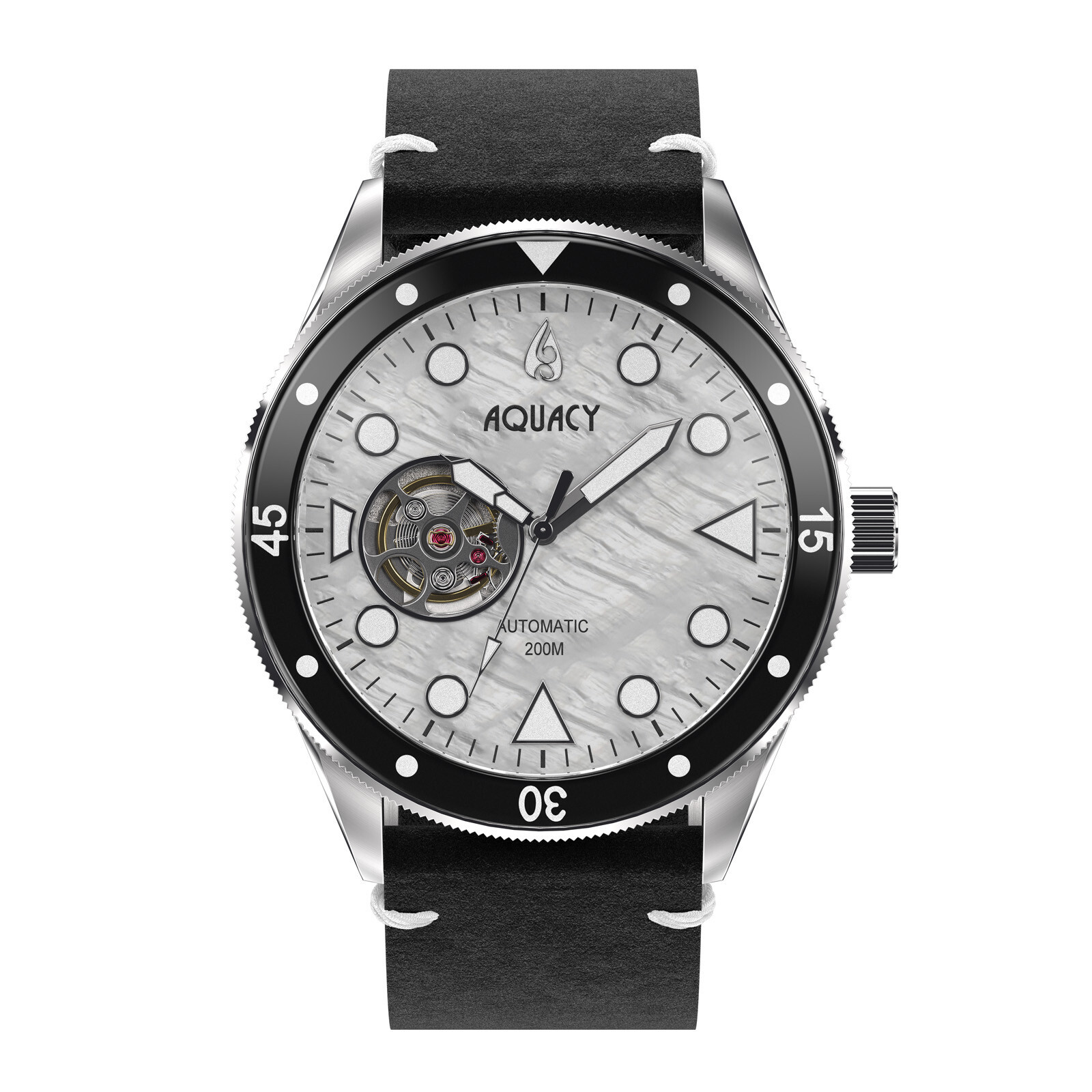 Aquacy Hei Matau Cave Diver Open Heart Men’s Automatic 200M White MOP Dive Watch