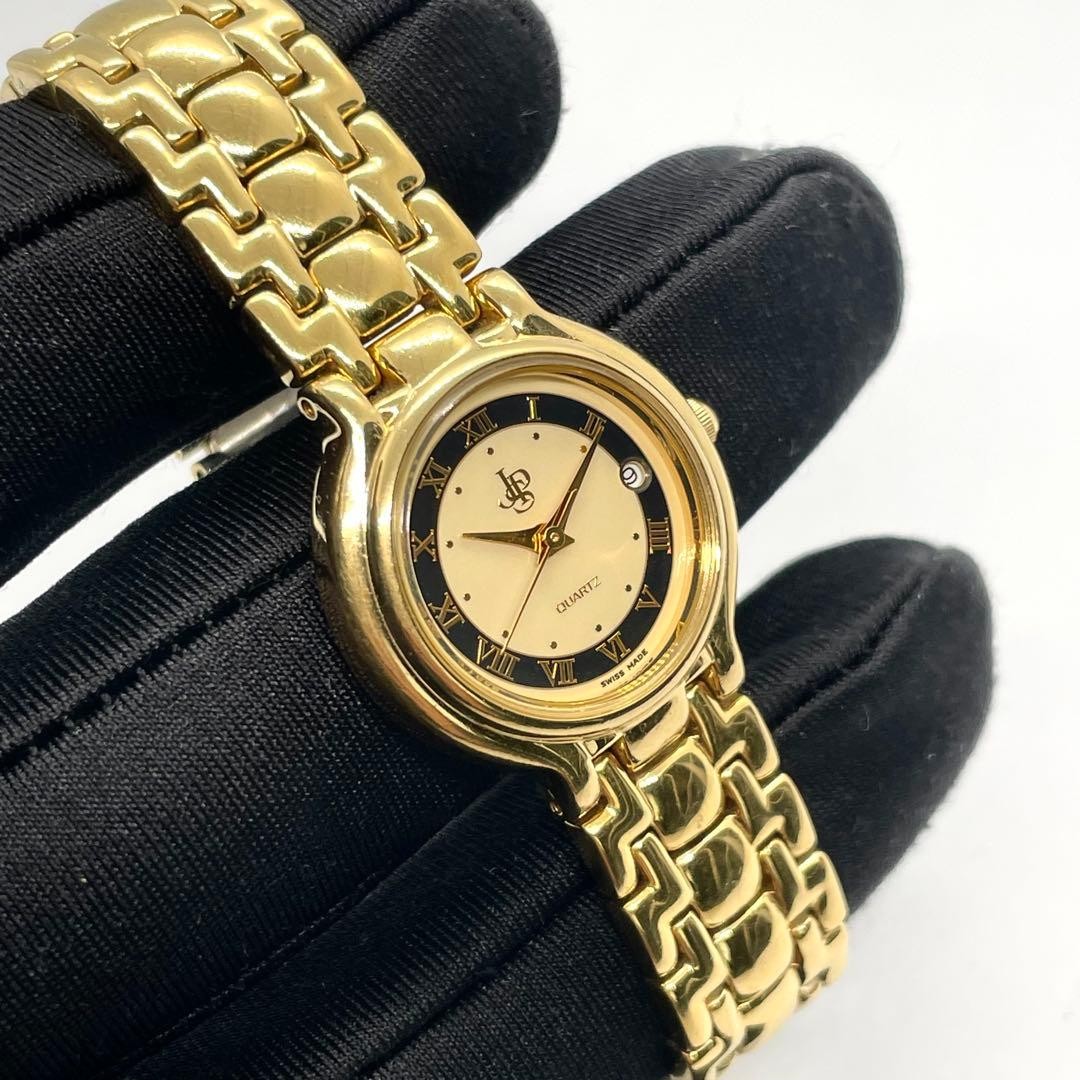 JPS Women Gold Blue Roman Date Quartz Wristwatch 24.5mm 14.5cm Authenticated