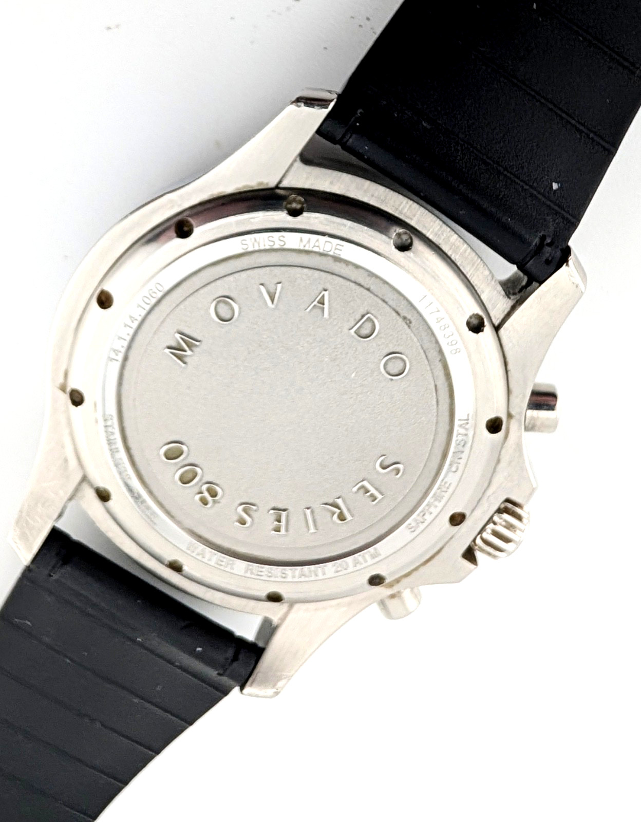 Movado Men’s Series 800 Chronograph Watch~Black Dial/Blue Accents; #14.1.14.1060
