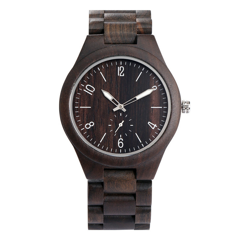 Antique Men’s Watch Bamboo Quartz Wristwatch Sandalwood Wooden Bracelet Strap