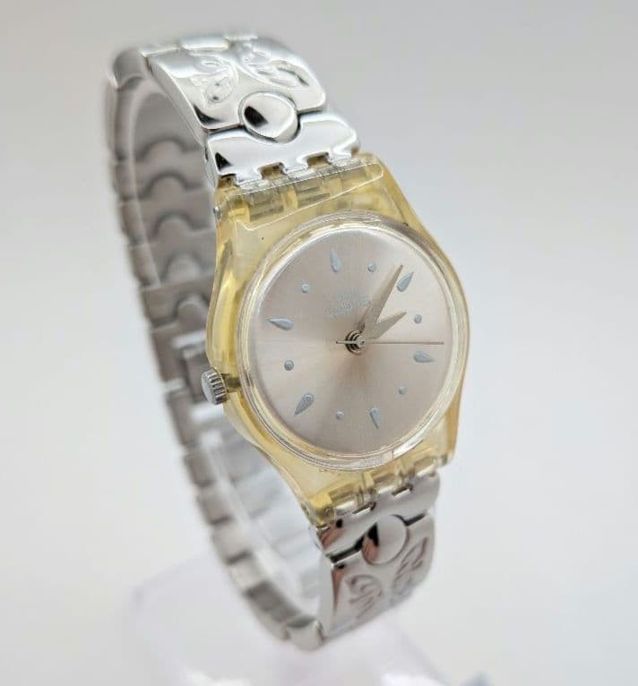 Swatch Lady AG2002 Analog Quartz Watch Small Size Metal Band Used Good Conditio