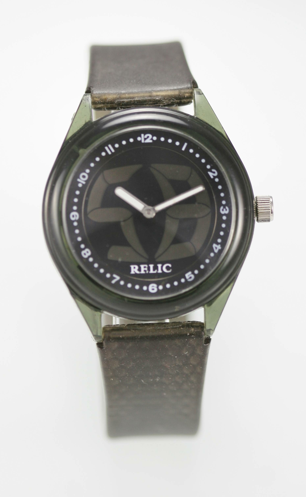 Relic Big Tic Watch Mens Plastic Gray Rubber Water Resistant Battery Quartz