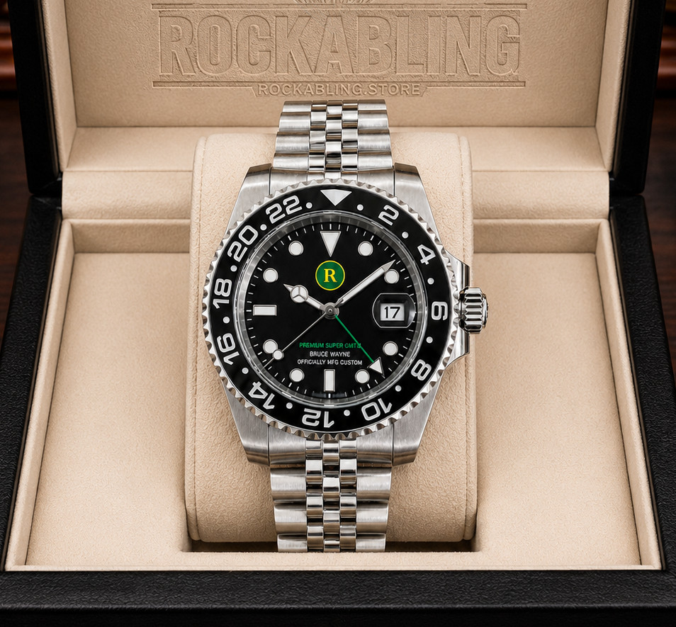 Custom Made – NH35 Automatic GMT “Bruce Wayne” 2 Style Black MOD Watch – NEW