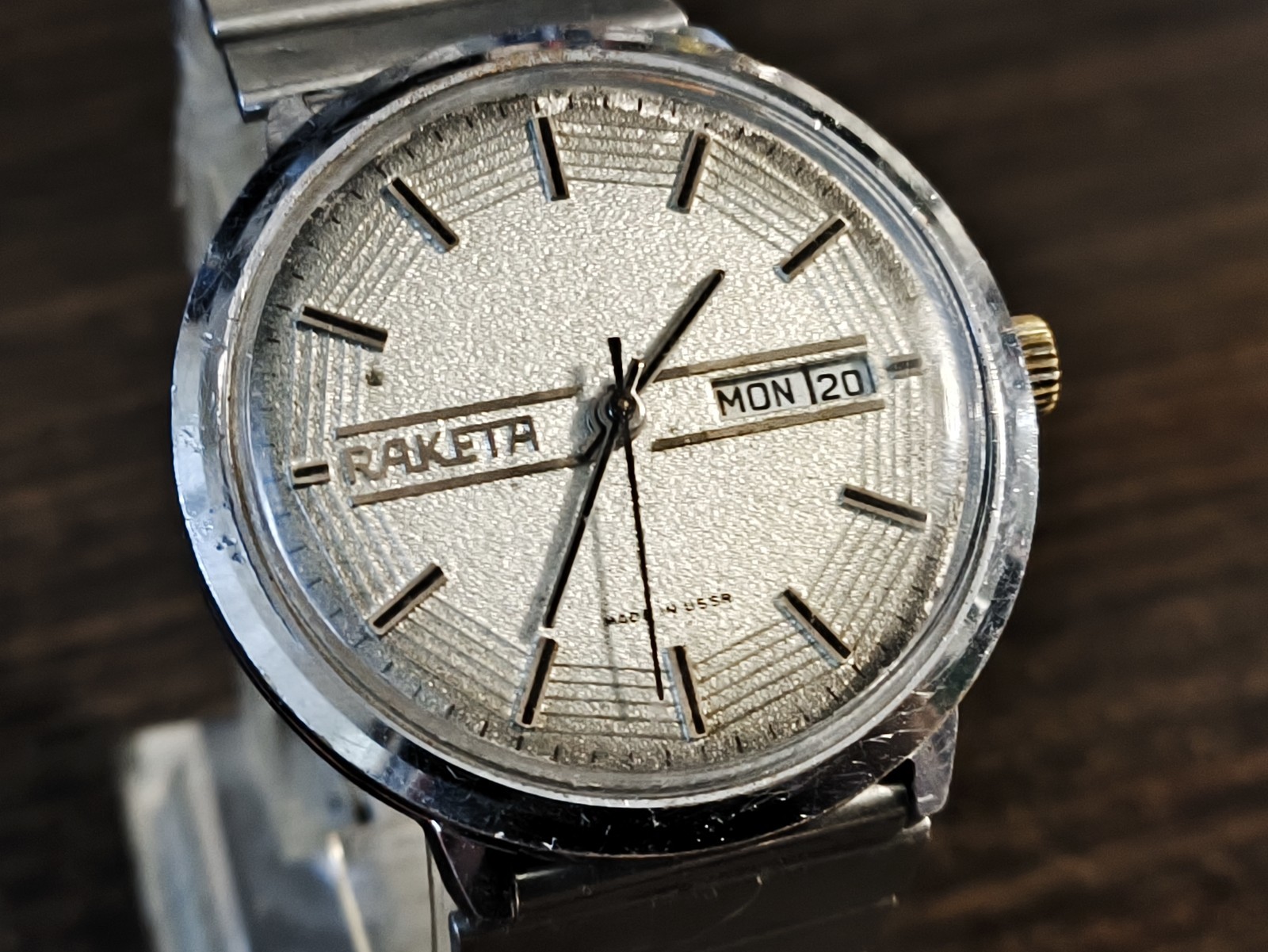 Watch Raketa Vintage with a rare Spider Web dial and original bracelet USSR