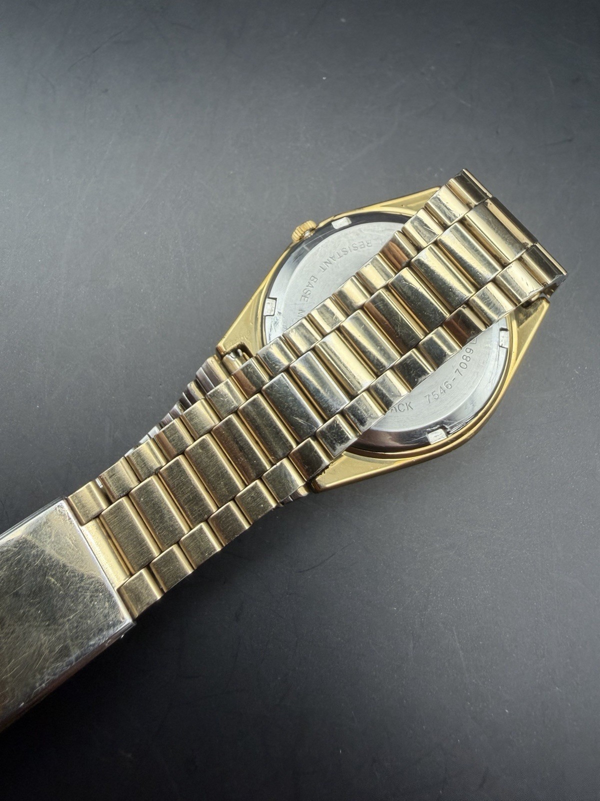 Vintage 1979 Seiko 7546-7089 Watch Overhauled New Crystal Battery Gold Bracelet