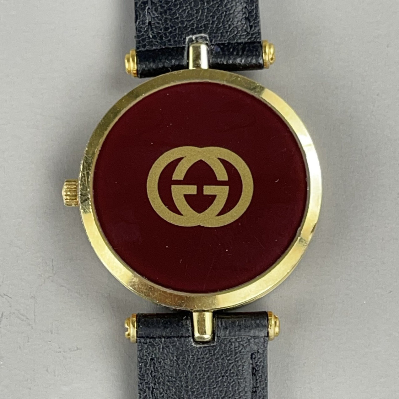 GUCCI Luxury Mens Watch 2000M Gold SS Quartz New Battery New Leather Band