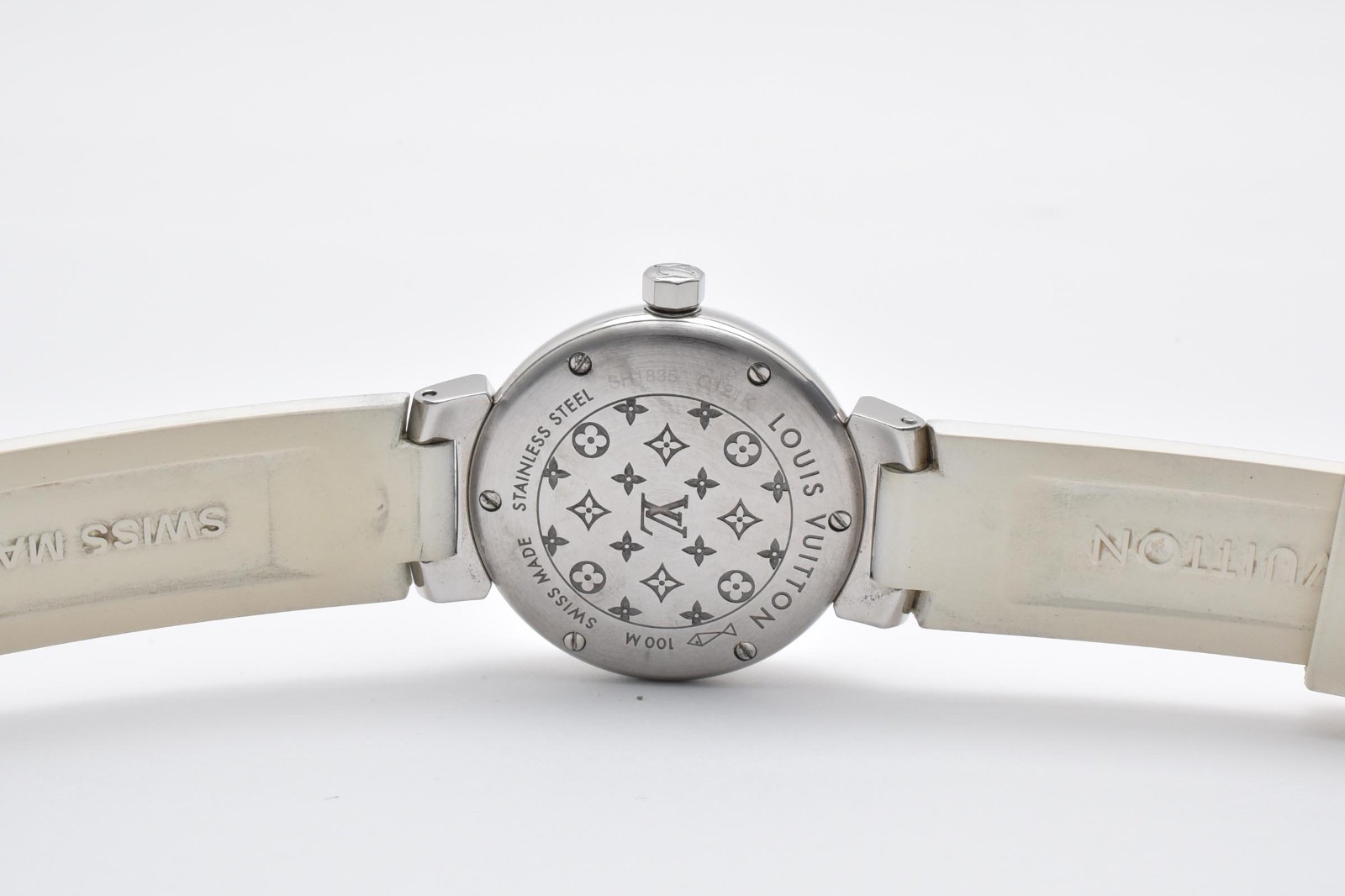 RARE! All White [N MINT /Paper] LOUIS VUITTON Tambour Q121K Ladies Watch JAPAN