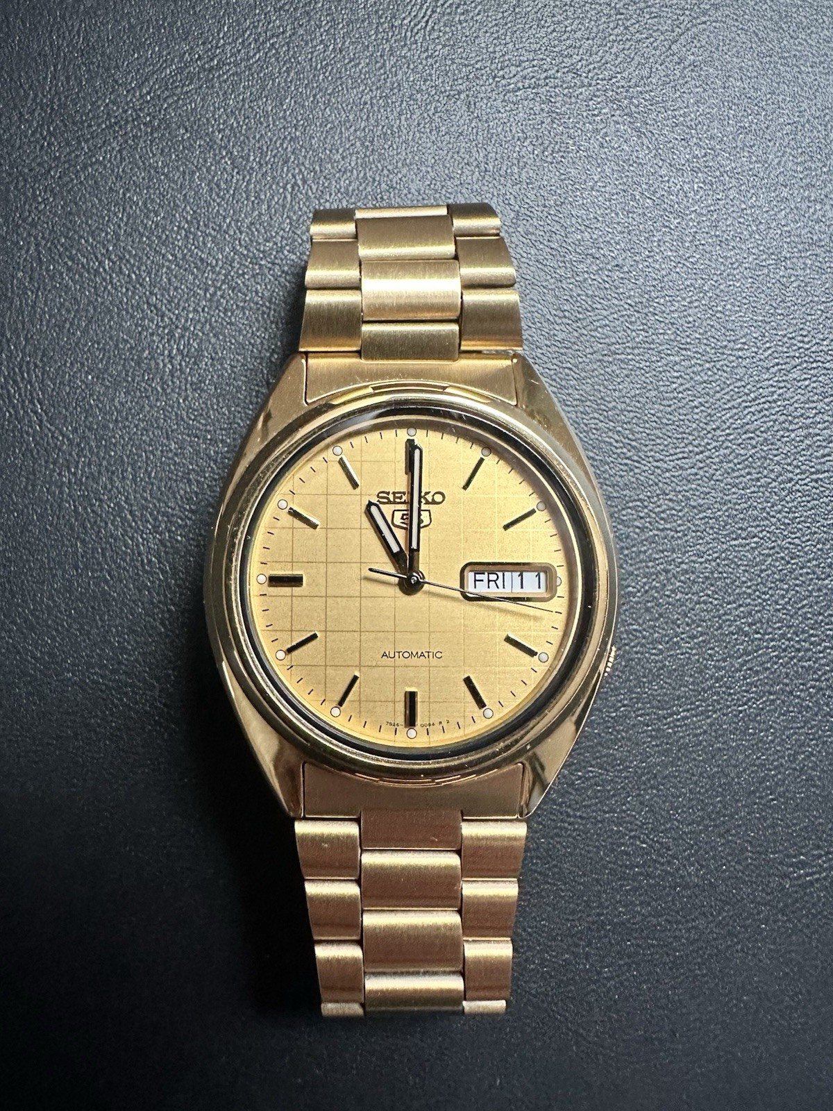 Seiko Men SNXL72 Seiko 5 Automatic Gold-tone Stainless Steel Bracelet Wristwatch