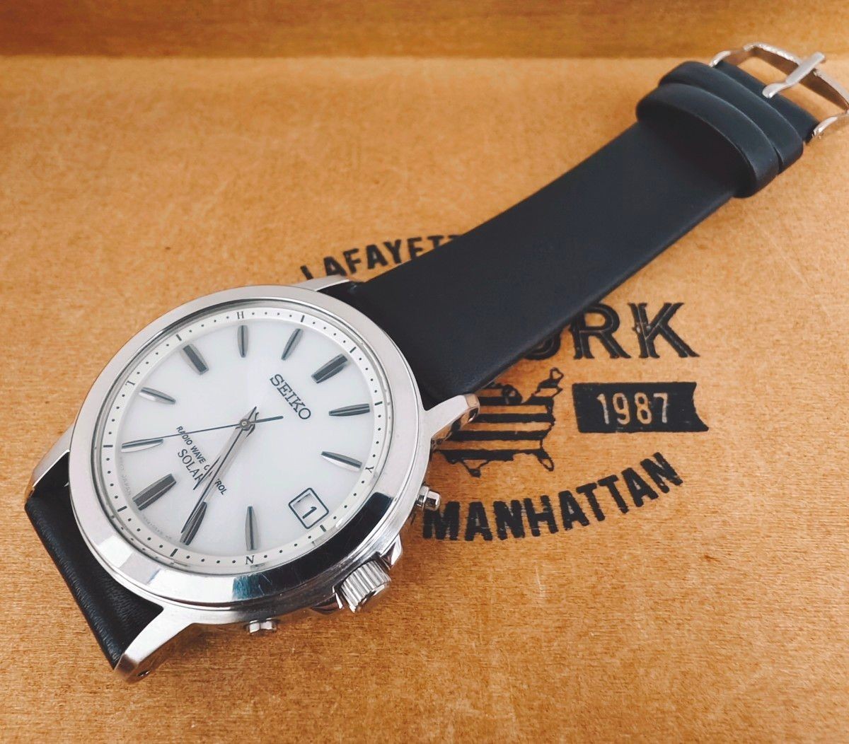 SEIKO Seiko 7B52 Radio Solar 3 Hands White Dial White Silver Simple Calendar Cas