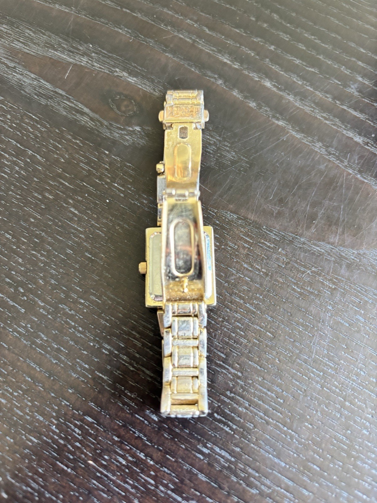 Women’s Ann Klein Dress Rectangular Gold Tone Bracelet Watch Red Dial