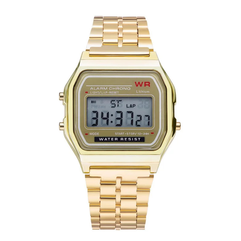 F91W Non-Waterproof Steel Band Watch For Women, Men, Business