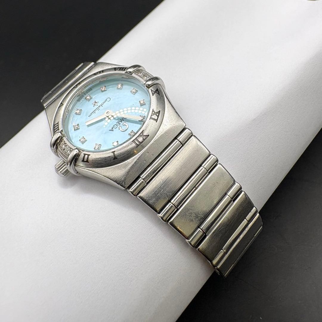 Omega Constellation Quartz Watch 1566.76 Blue Shell Dial Diamond