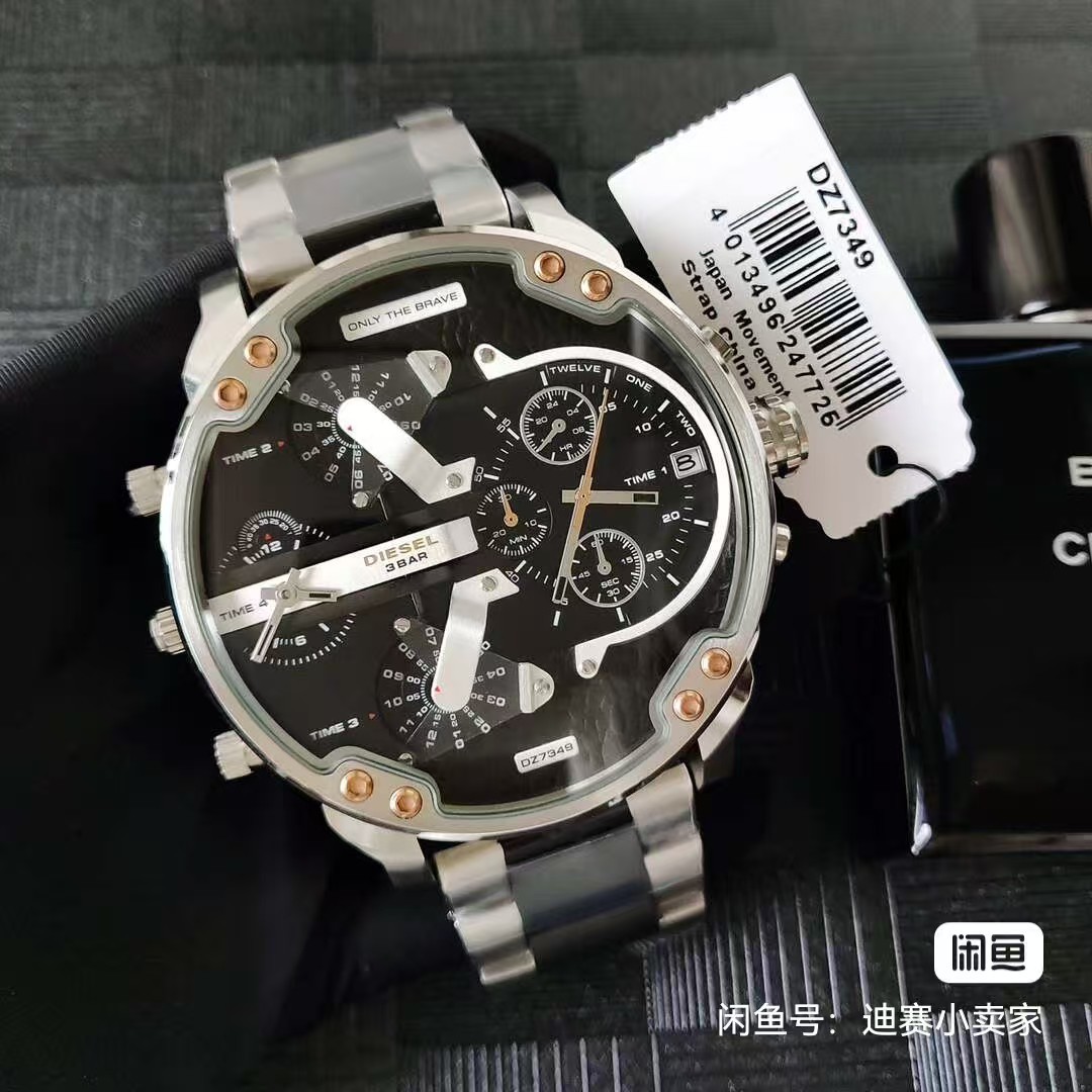 Diesel DZ7349 Mr. Daddy 2.0 Silver Stainless Steel Men’s Chronograph Watch 57mm