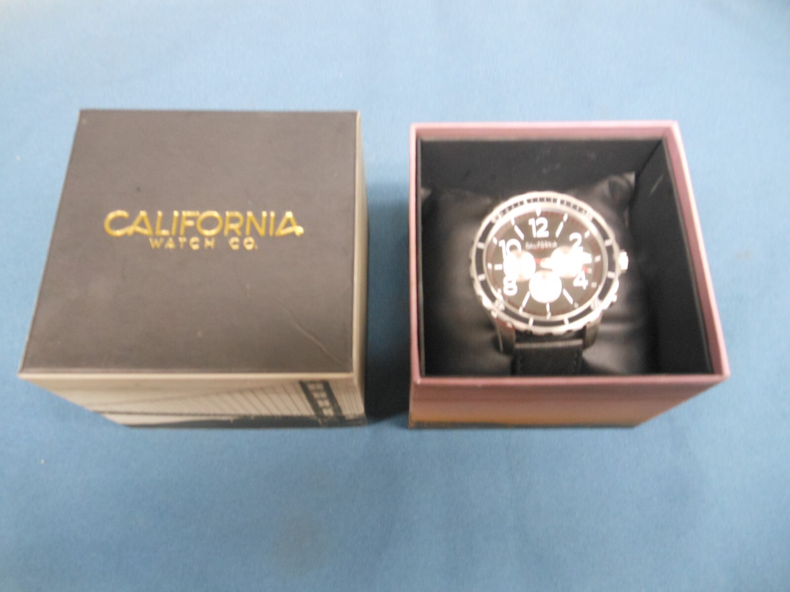 NEW California Watch Co. Mavericks Chrono Leather Silver Black MVK-1131-03L