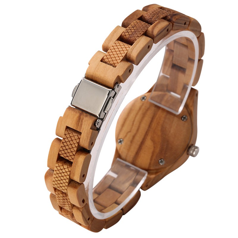 Handmade Olive Wood Watch Women Full Wood Minimalist Natural Grain Quartz Presen