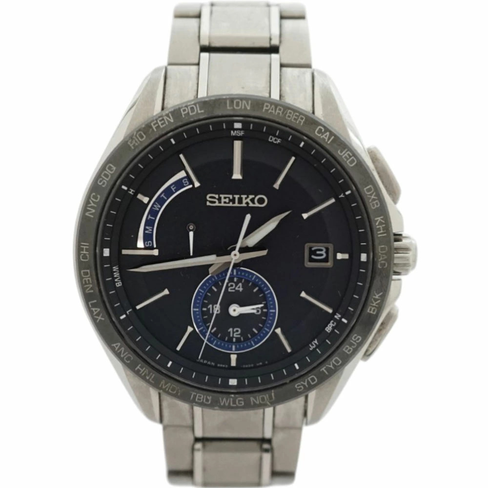 Seiko Flight Expert 8B63-0AB0 Titanium Men’s Watch Sapphire Glass Used
