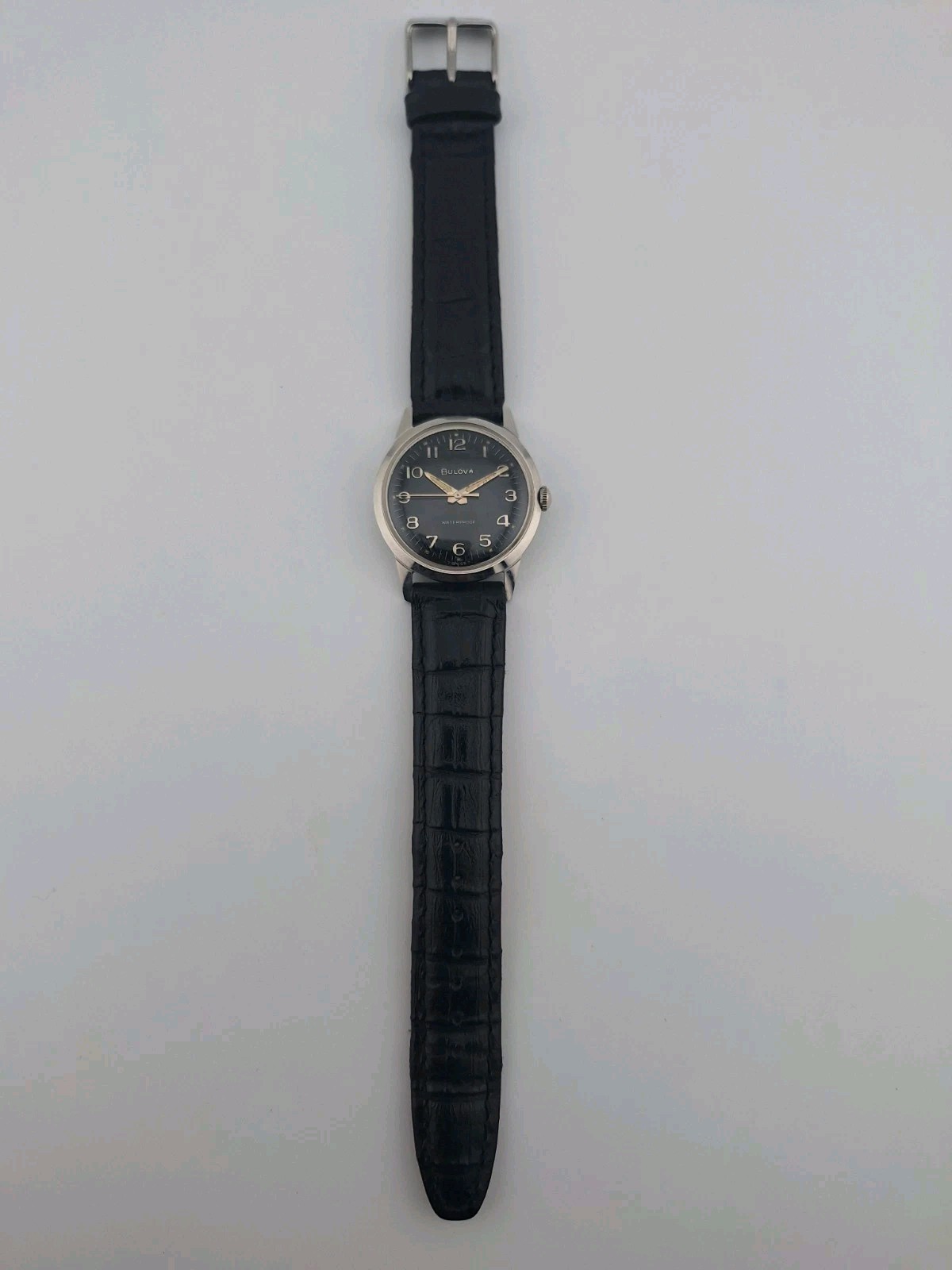 Mens Stainless Bulova 17j 1967 Black Sea King Vintage M7 Antique Runs Deco