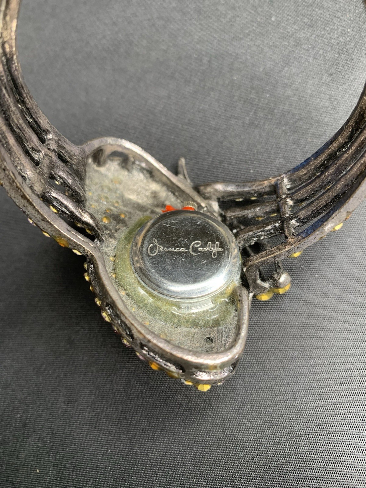 Jessica Carlyle Butterfly Bracelet Watch Rhinestone Bangle Quartz UNTESTED