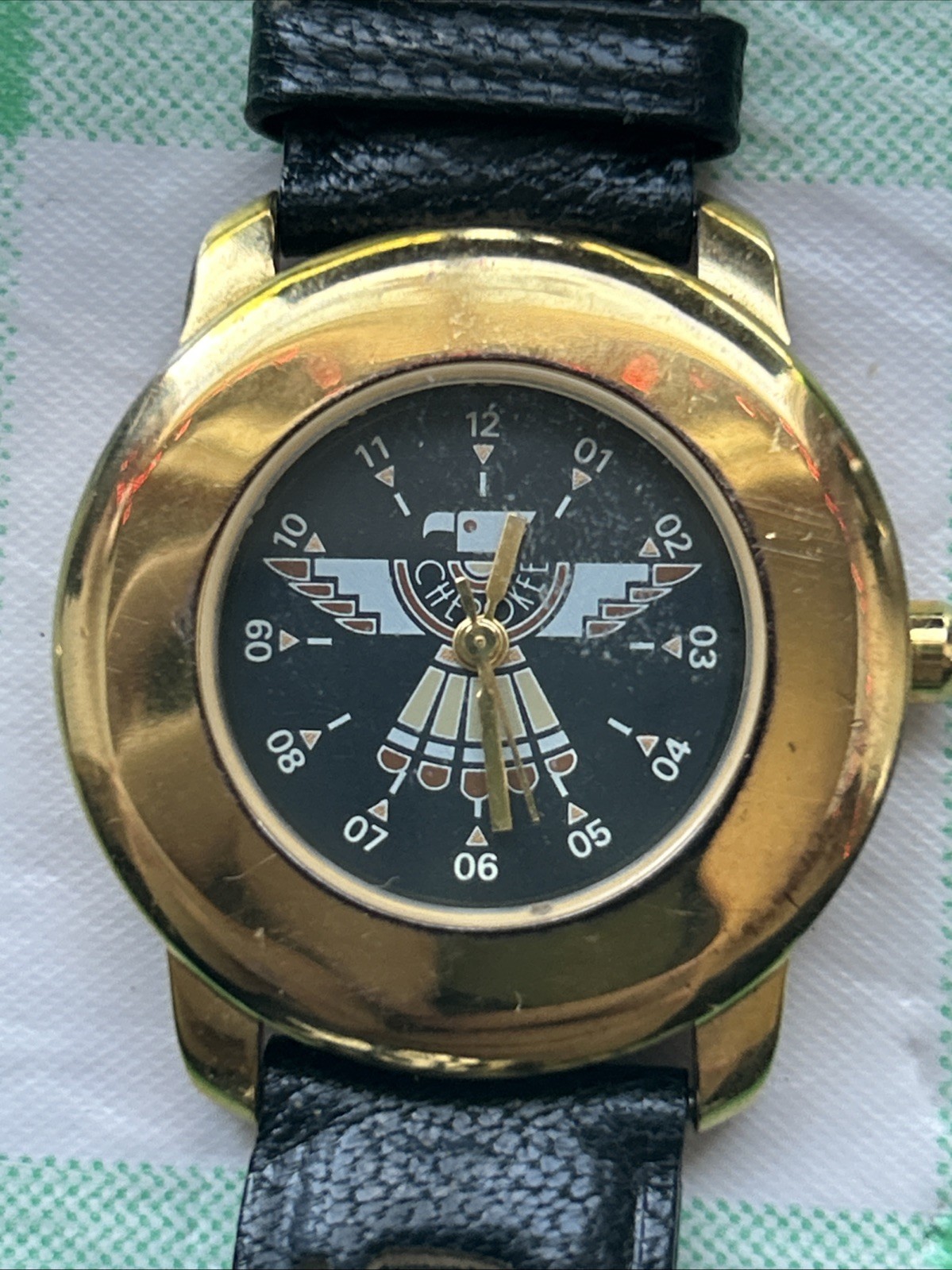 Cherokee Gold Tone Black Band Women’s Quartz Watch