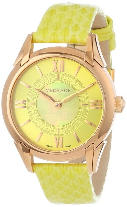 Versace Women’s VFF050013 Dafne Rose Gold Ion Plated Steel Yellow Leather Watch