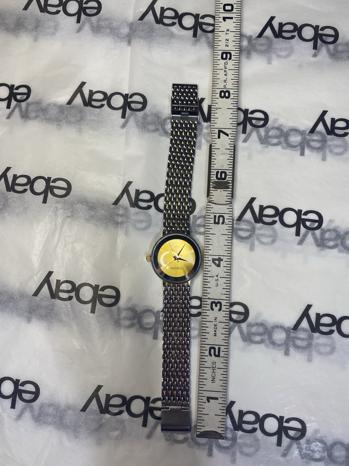 Vintage Fondini Quartz Watch – Yellow Sunburst Dial – Untested