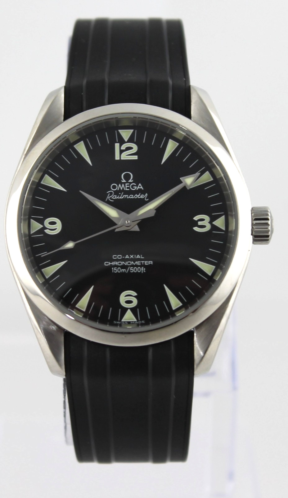 OMEGA AQUA TERRA RAILMASTER 2503.52 AUTOMATIC CO-AXIAL STEEL BLACK RUBBER WATCH
