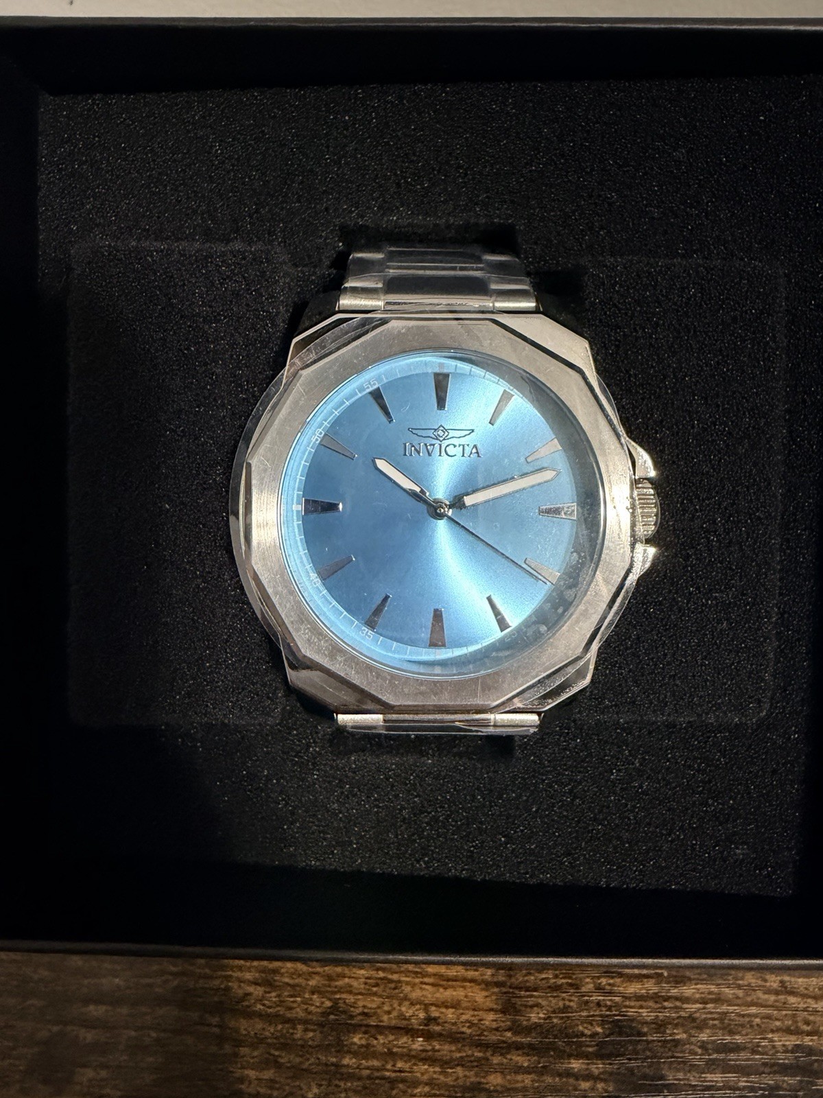 Invicta Speedway Quartz 42mm Stainless Steel Wristwatch Light Blue Dial Sport